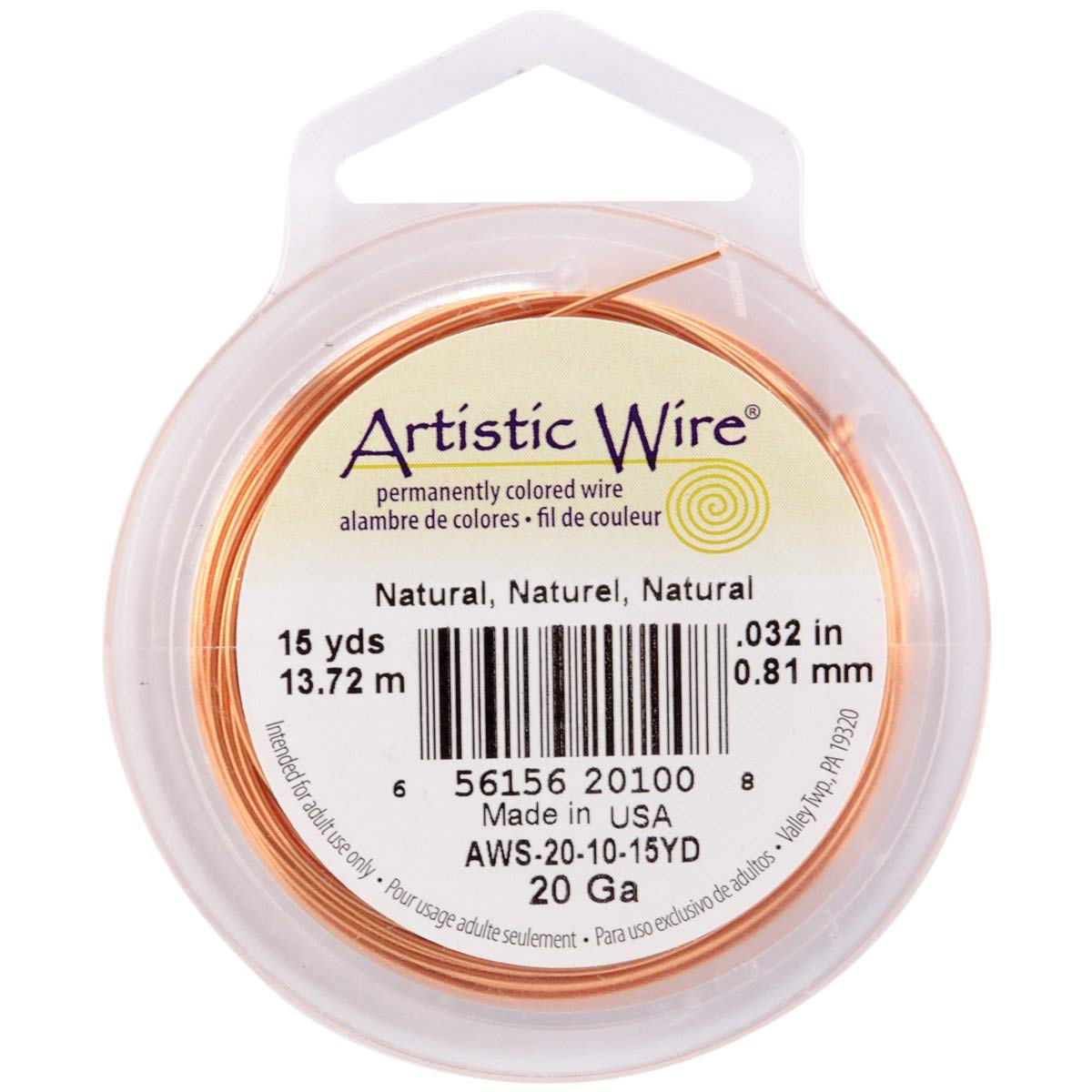 Beadalon Artistic Wire-Natural - 20 Gauge, 15yd