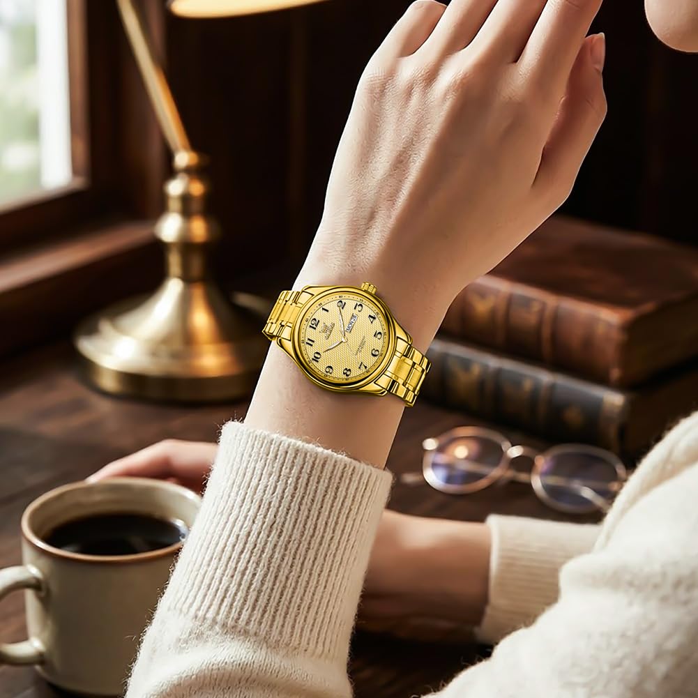 OLEVS Orologi da donna in acciaio inox analogico al quarzo impermeabile