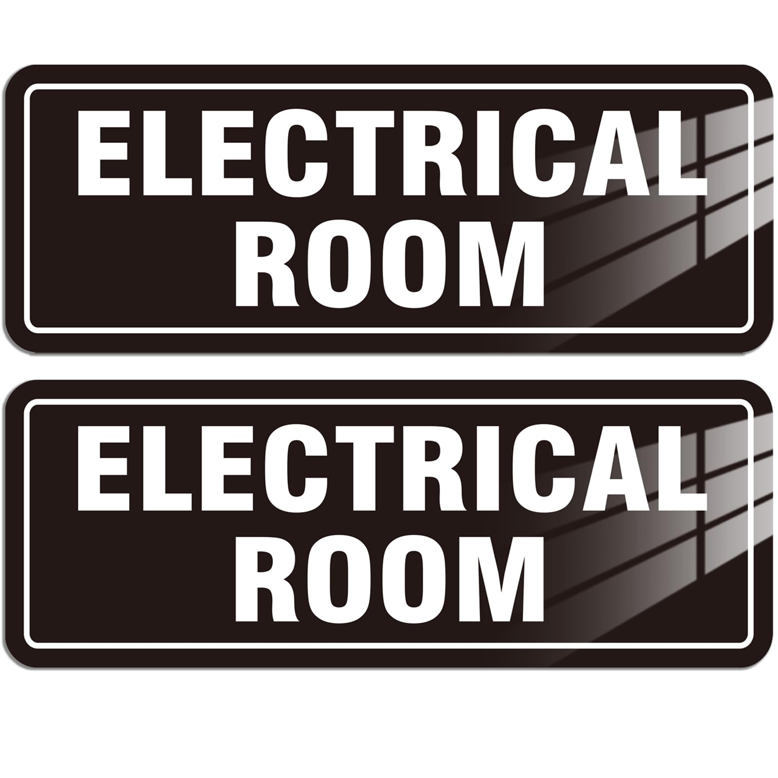 2 Pack Electrical Room Signs- 8x3Inch Self-Adhesive Acrylic Sign- Easy Installation - Electric Closet Sign for Door or Wall(Black)
