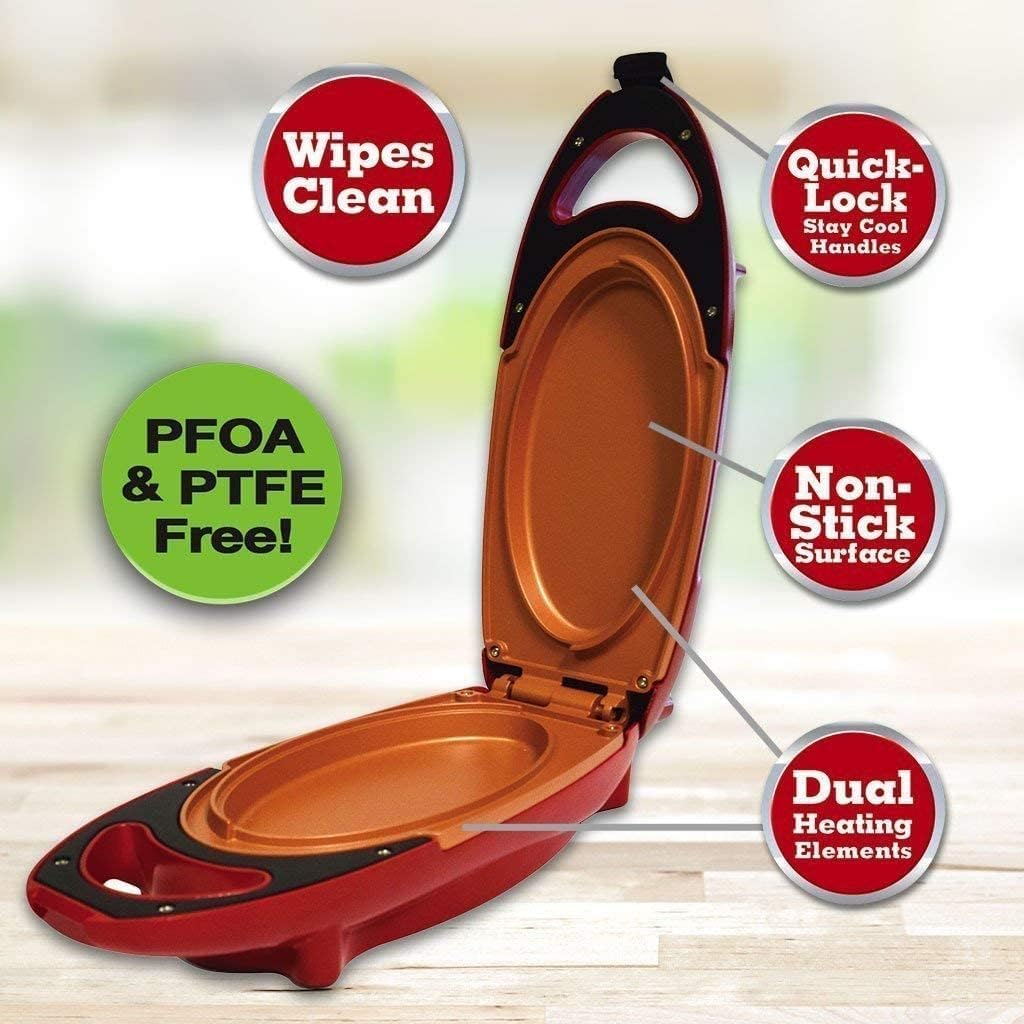 Candora Máquina para hacer tortillas, placas de cocción rápida antiadherentes con infusión de cobre, parrilla superior e inferior