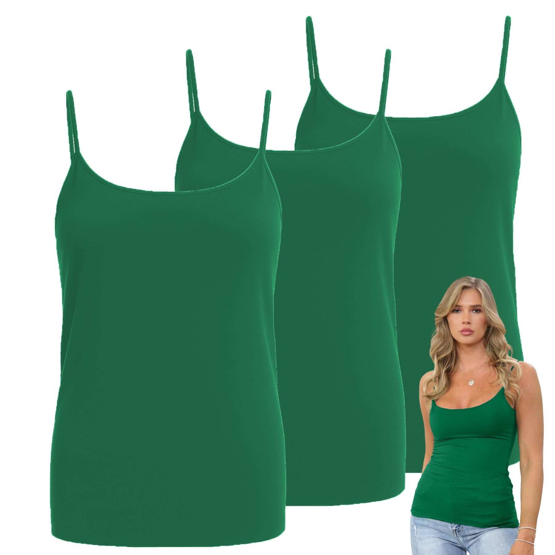 janisramone Damskie podkoszulki Bodycon Cami Strappy bez rękawów, jednokolorowe, bez rękawów, dekolt w serek, wąskie, dopasowane, rozciągliwe ubranie na siłownię, na co dzień, letnia kamizelka, topy