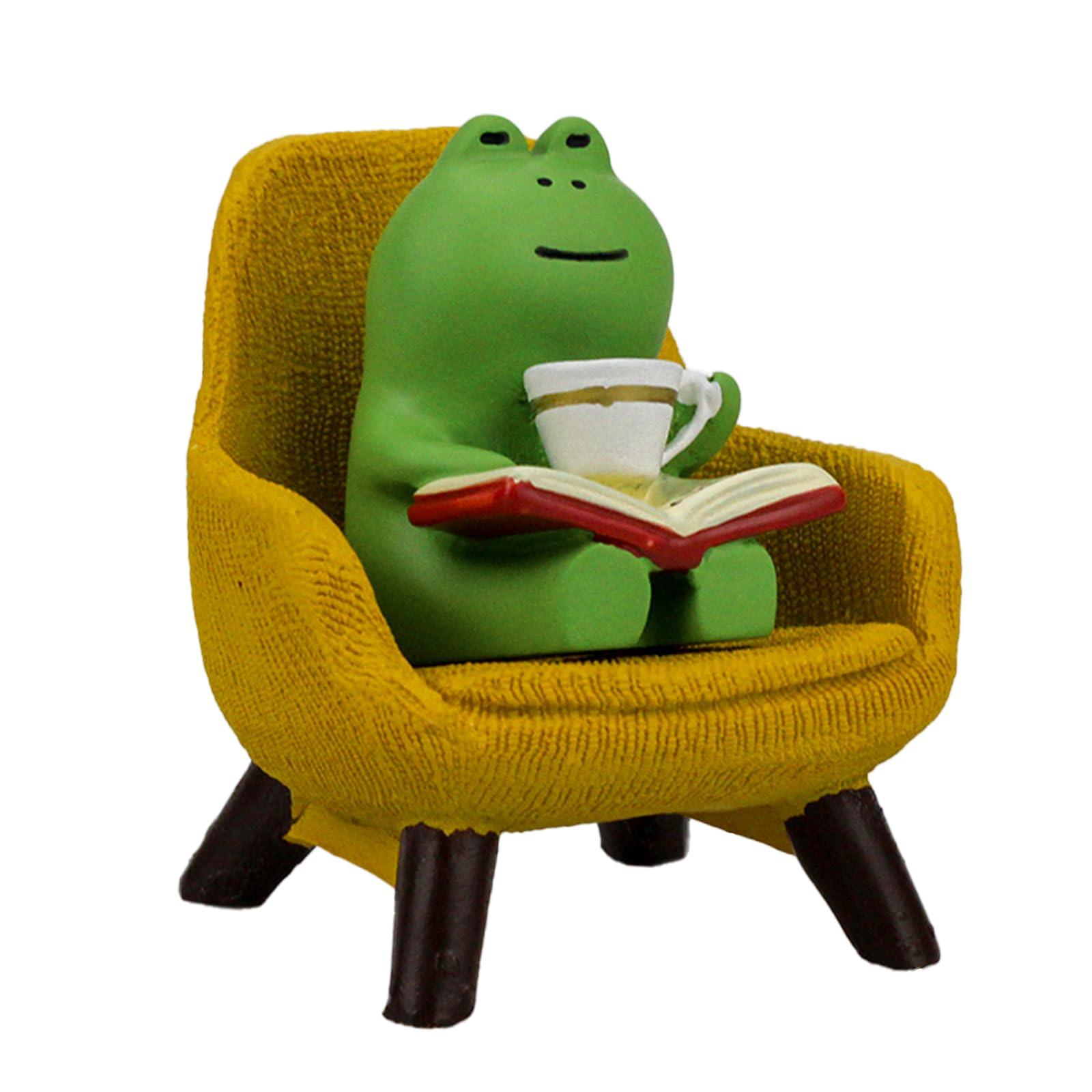 Miniature Frog Figurines - Funny Frog Sculpture for Shelf, Desk Decoration - Frog Desk Accessories - Perfect Cute Frog Gift for Frog Lovers(Yellow Sofa)