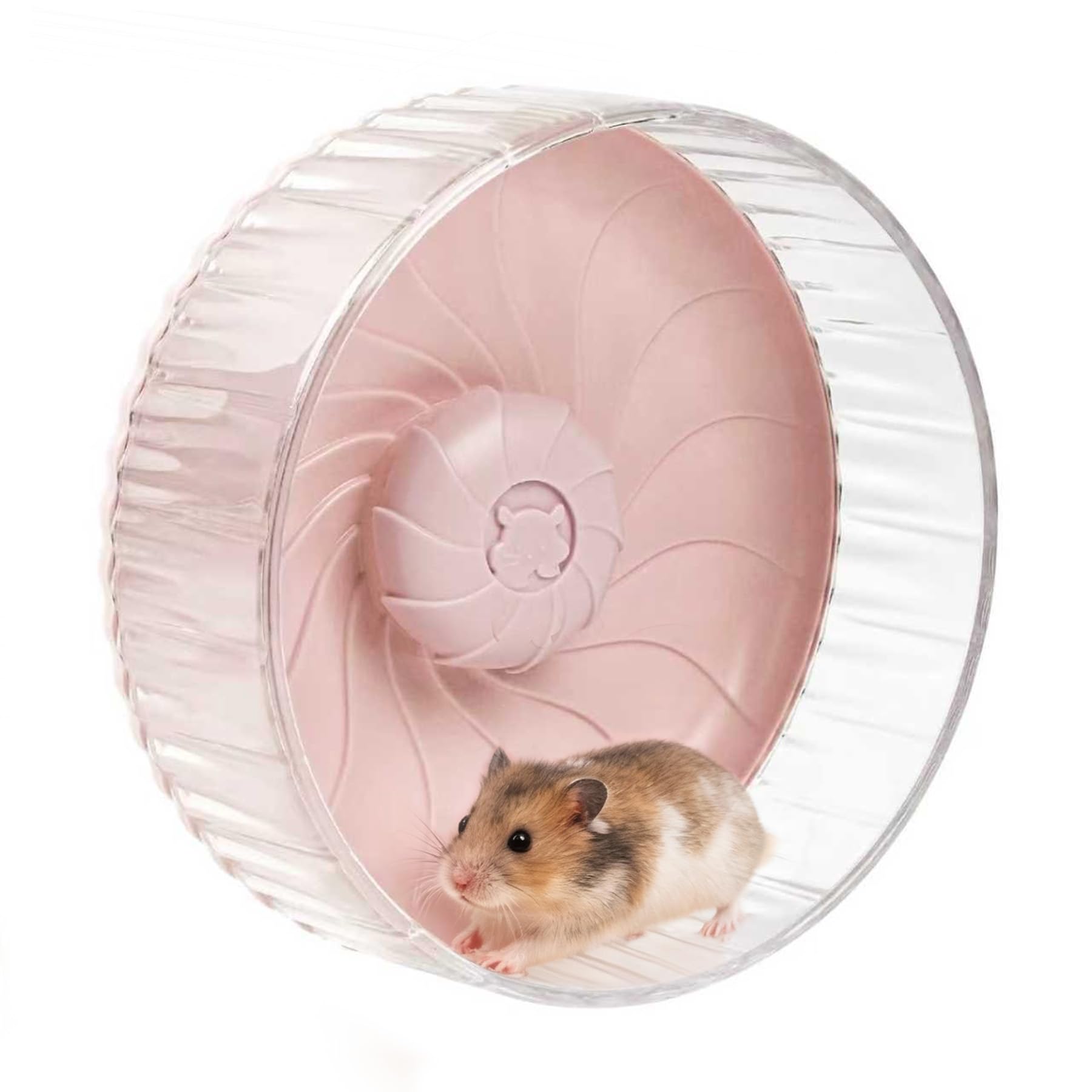 Silent Hamster Wheel, 10in Hamster Wheel No Stand, Double-Bearing Quiet Spinner for Syrian Hamsters, Hedgehogs, Mice & Small Pets, Pink