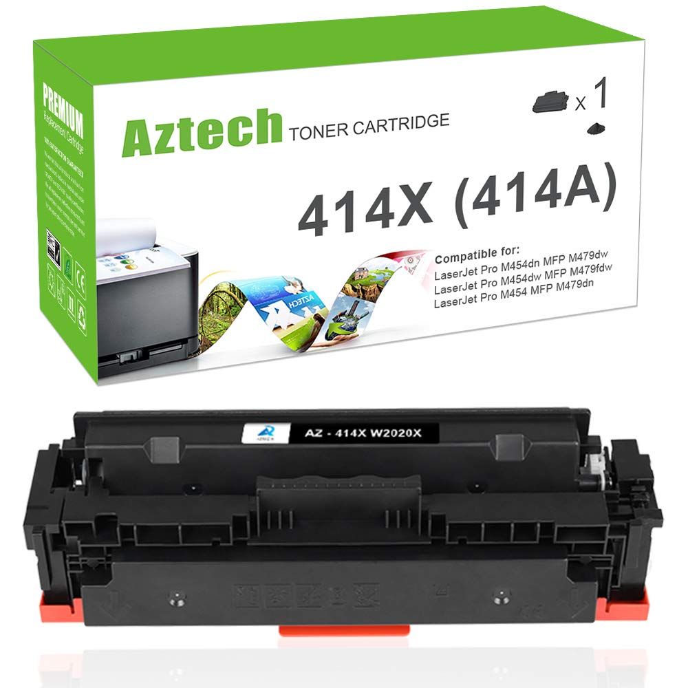 Aztech Compatible Toner Cartridge Replacement for HP 414X W2020X 414A W2020A Work with Color Laserjet Pro MFP M479fdw M454dn M454dw M479 M454 Toner-Cartridge (Black, 1-Pack)