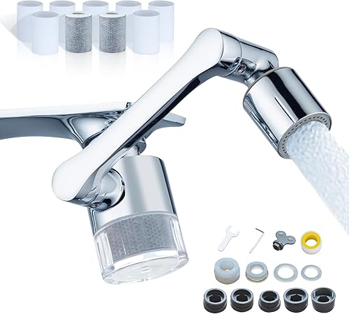 ATQ Filtro de agua para grifo de fregadero, aireador, reduce el cloro giratorio de 1080, 2 modos de fijación de pulverización para cocinabañoniños