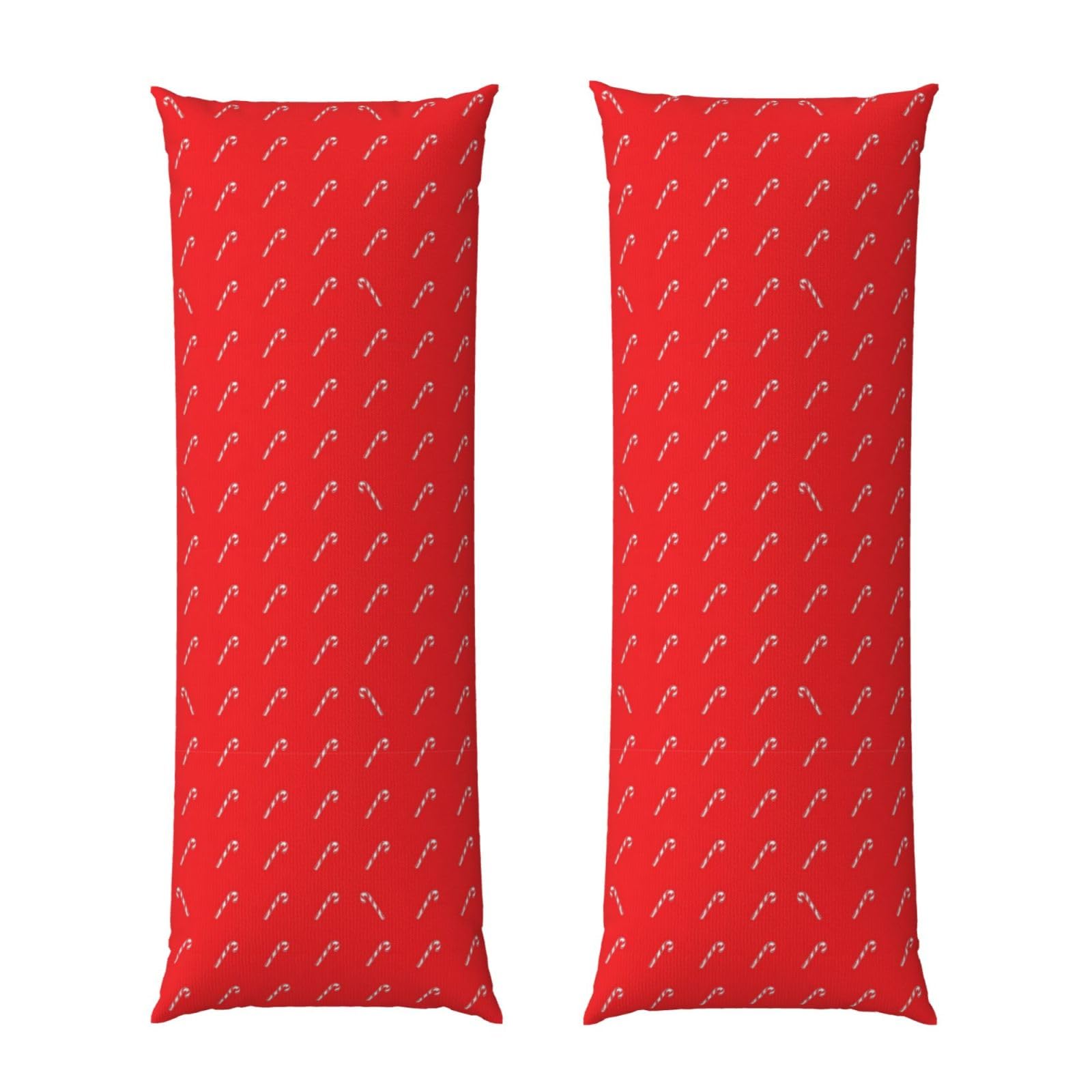Body Pillow Cover 20x54 Inch, Candy Cane Christmas Red, Silky Soft Long Pillowcase with Hidden Zipper, Wrinkle Resistant Cushion Case for Couch Bed Home