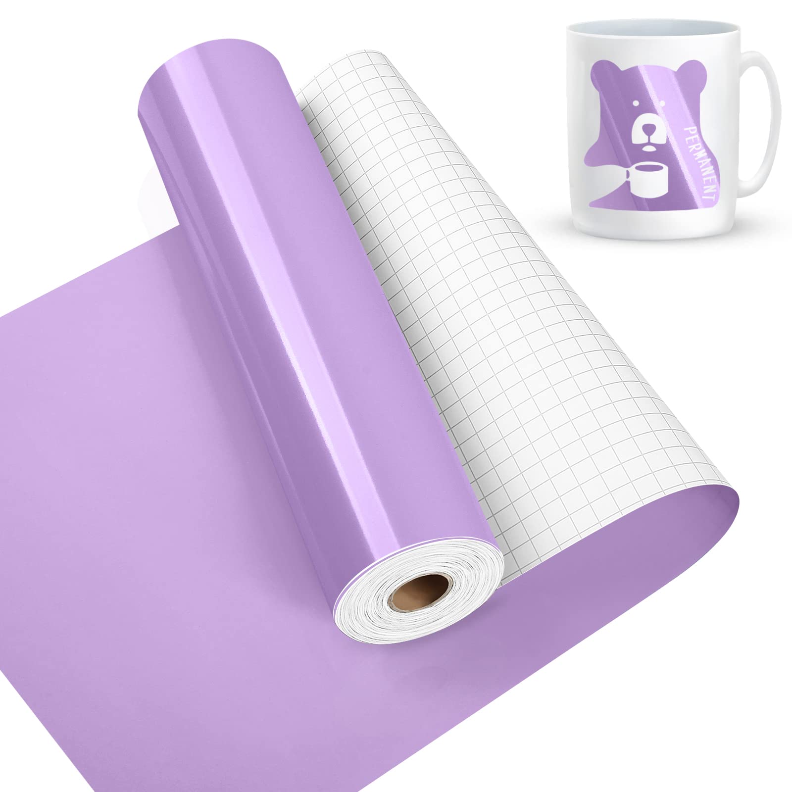 Vinilo Adhesivo Cricut Lya Vinyl Vinilo Permanente Blanco Brillante, Rollo De Vinilo De 12 Pulgadas X 6 Pies, Rollo Adhesivo Blanco Brillante Para Silueta, Taza, Ventana, Calcomanía Para El Hogar Vinilo Negro