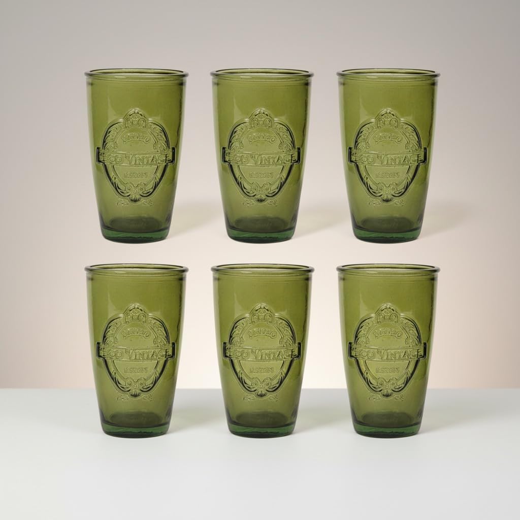 Dexam Since 1957, Sintra Eco-Friendly Recycled Glass Tumbler, Set of 6 350ml - Green