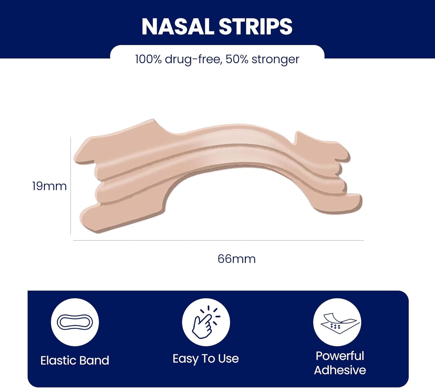 MASSNER Nose Strips for Breathing, Large Breath Strips for Sleeping, Snoring Support, Stuffy Nose and Congestion Relief - Better Night Airflow, 100 Nasal Strip — Amazon image 3