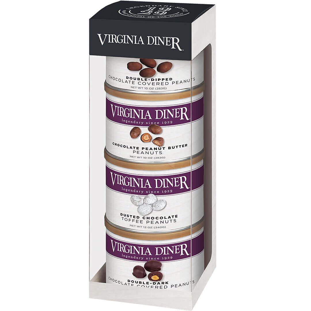 Sponsored Ad - Virginia Diner Virginia Peanut Gift Set Fantastic Four: Peanut Butter, Double Dipped Dark, & Milk Chocolatey, Dusted Toffee 42oz total