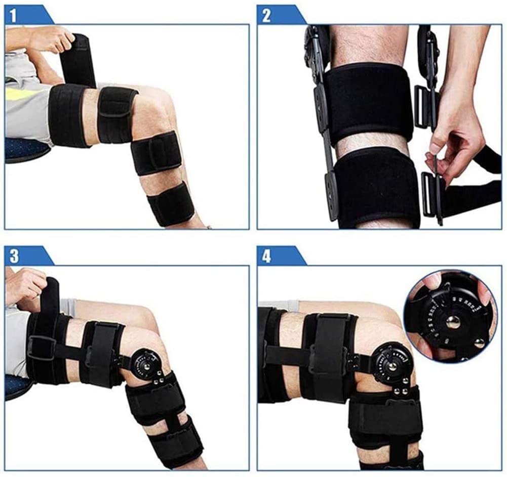 Rom Supporto per ginocchiera regolabile Supporto post operatorio Ginocchiera a gamba intera incernierata per ginocchiere riabilitative Staffa di fissaggio dell'articolazione del ginocchio Stabili