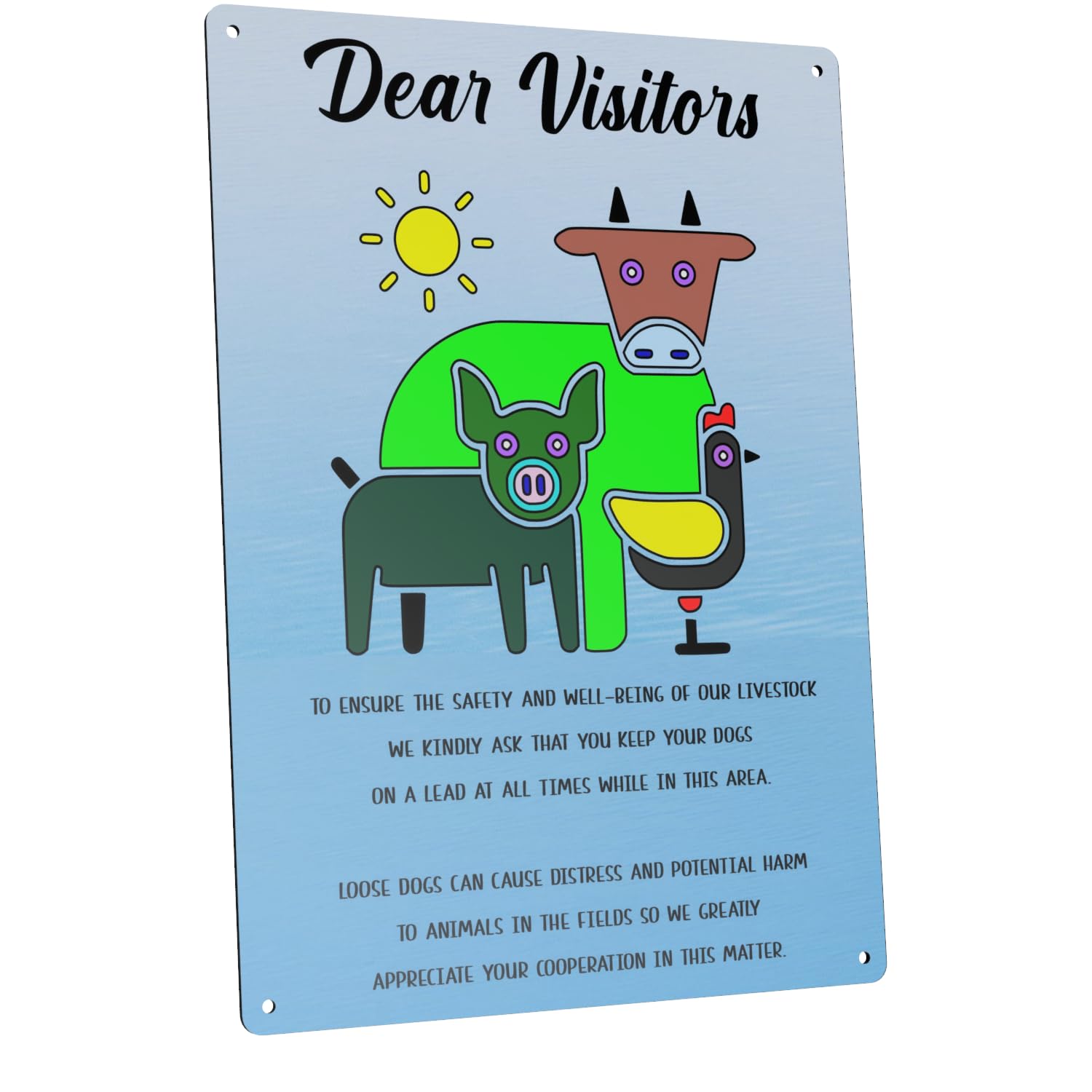 A4 UV Printed Livestock Safety Sign - Keep Dogs on Lead, Blue, 297 x 210 mm - Image 4