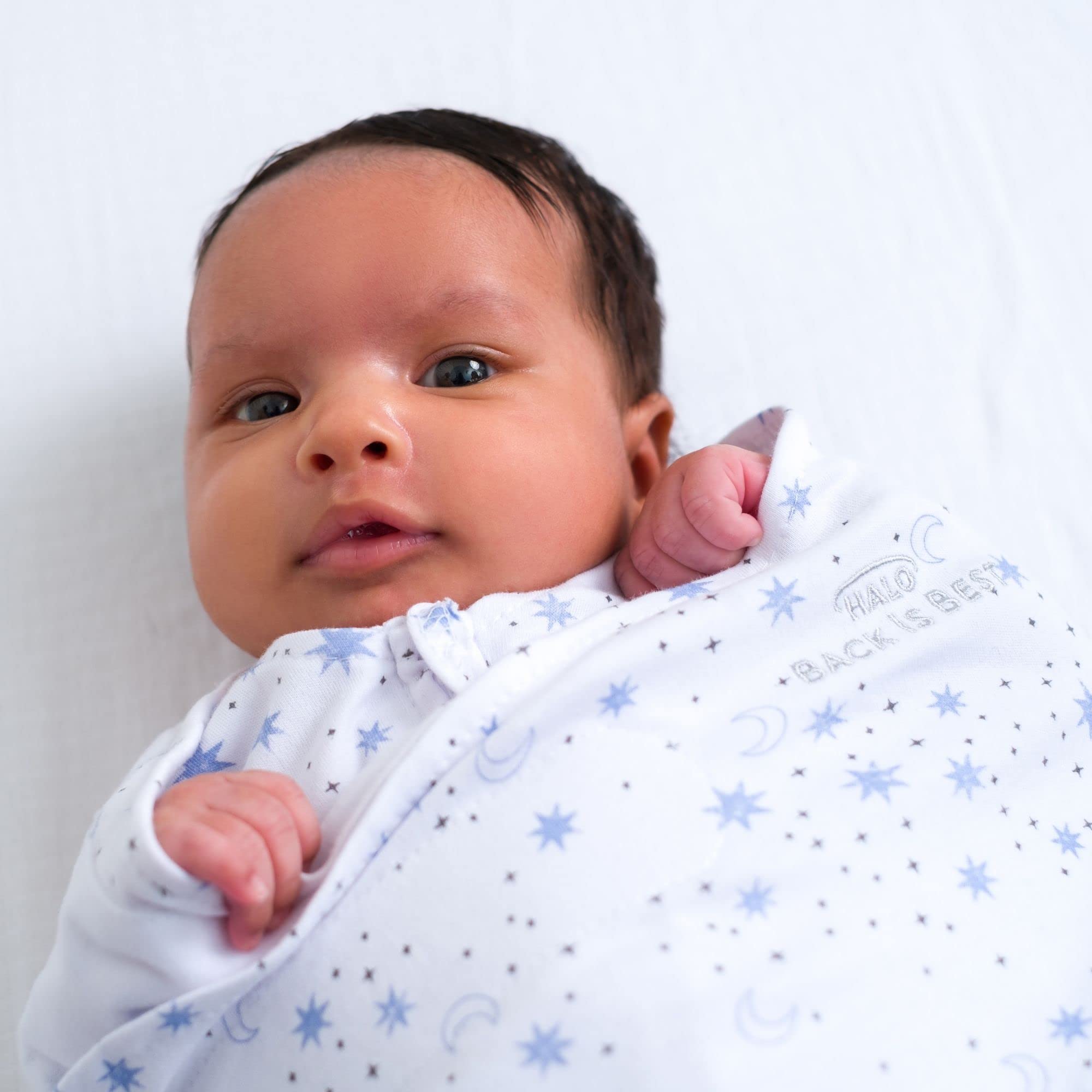 HALO - Sacco nanna Sleepsack, da 1,5 tog, 100% cotone, coperta per neonati unisex, 3-6 mesi, motivo con lune, blu