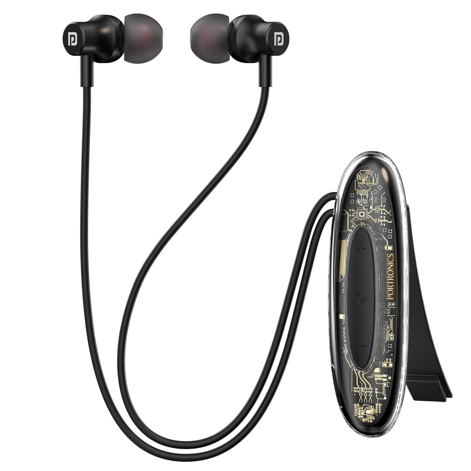 Portronics Harmonics Y5 Bluetooth Wireless In Ear Earphone with strong Clip, Upto 24 Hour Playback,Dual Pairing, HD Clarity Mic, Transparent Design,Magnetic Buds, Bluetooth V6.0,Type C Charging(Black)-image-22