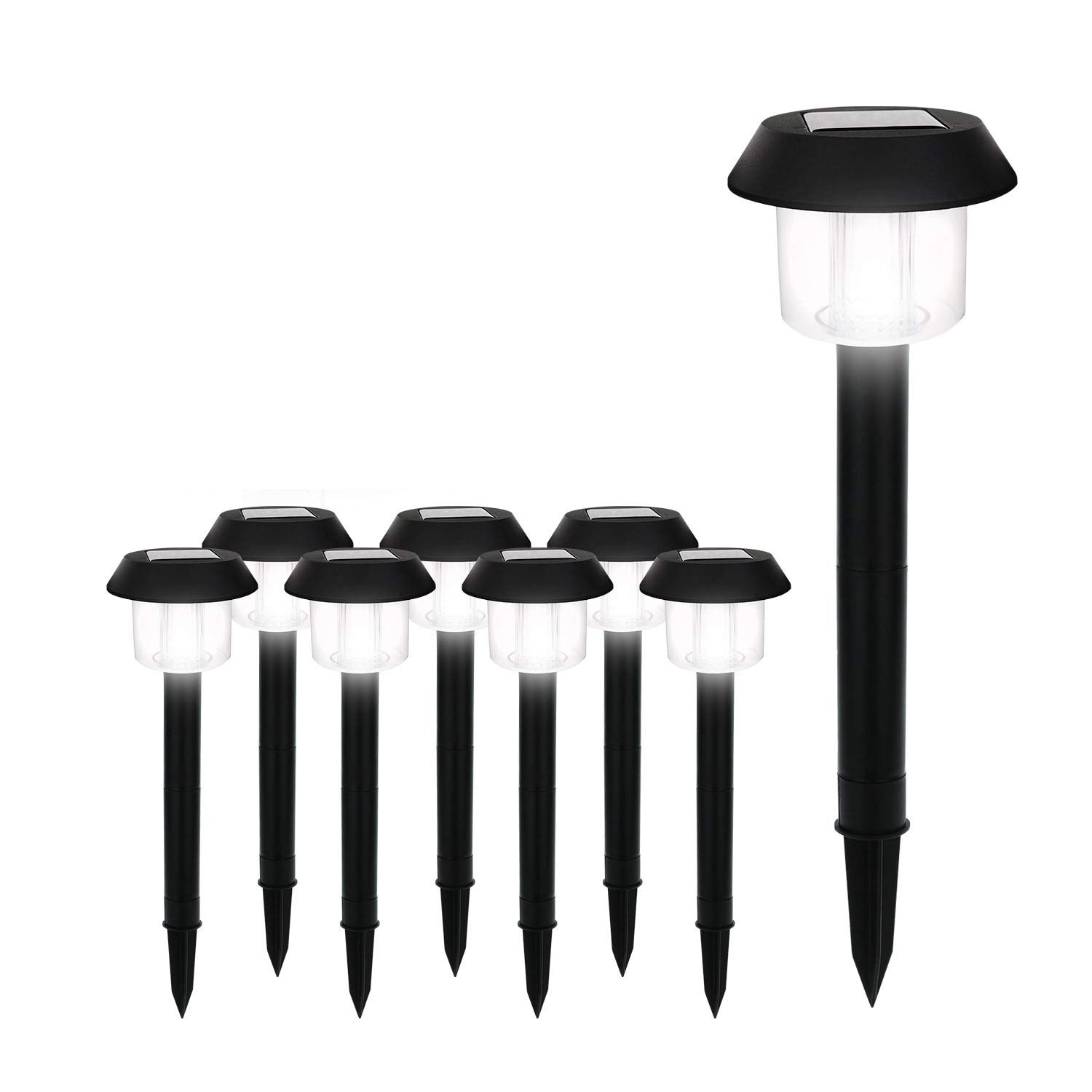 Solar Garden Lights Outdoor, Led Stake Lighting Solar Powered Pathway, Walkway, Patio and Landscape 15 Lumens Bright, Waterproof, Durable 8-Pack
