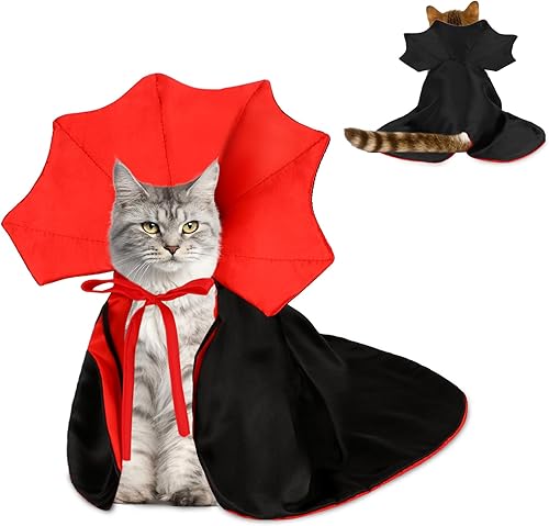 Disfraz Rypet de gato para Halloween, collar de gato con campanas y sombrero de calabaza, traje de gato para gatos y perros pequeños