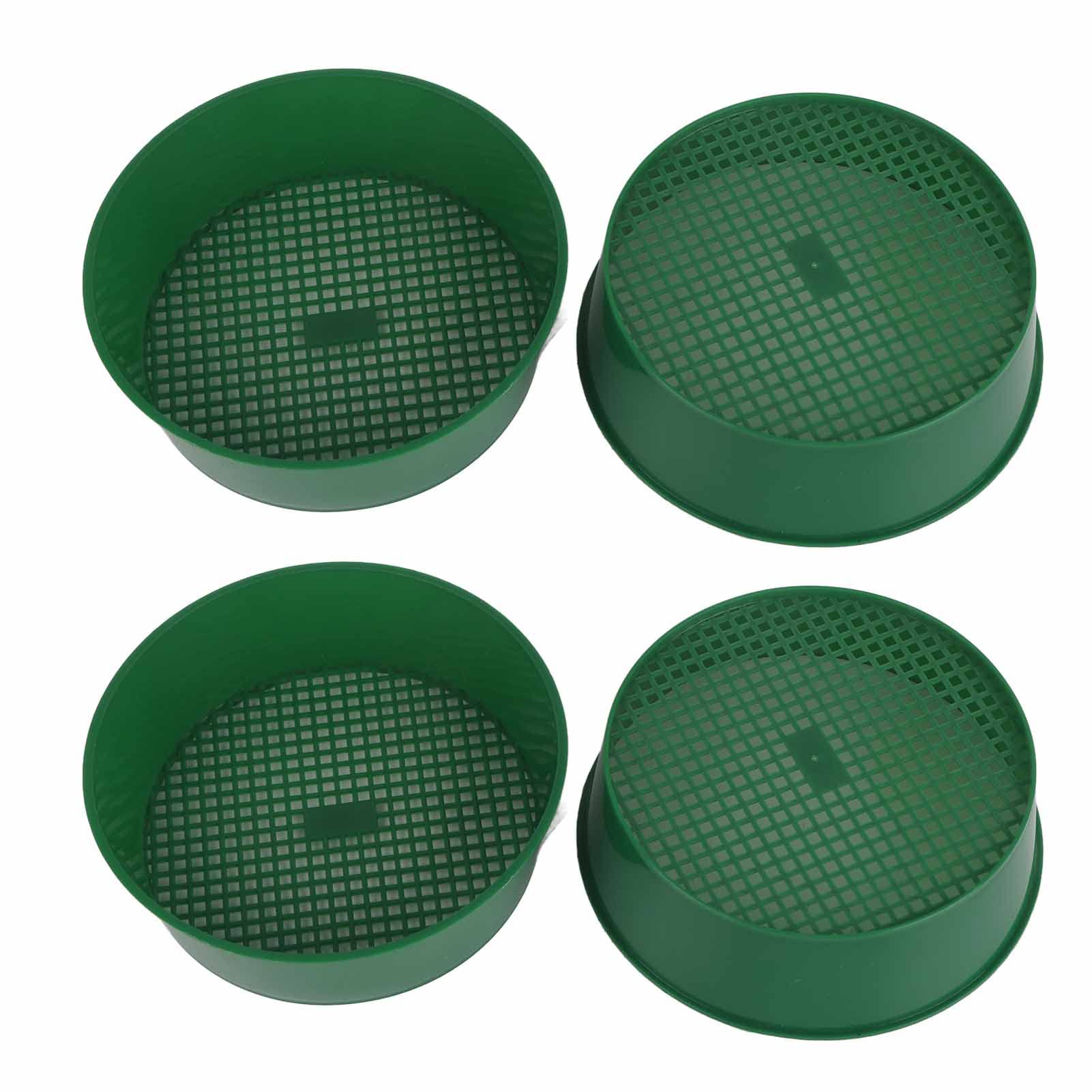 Soil Sifter for Gardening, 4 Pack Rock Garden Sieve Round Plastic Garden Soil Sifting Pan Sand Sifter Set Dirt Sand Sifting Tray For Small Gravel, 15.5x15.5x2in