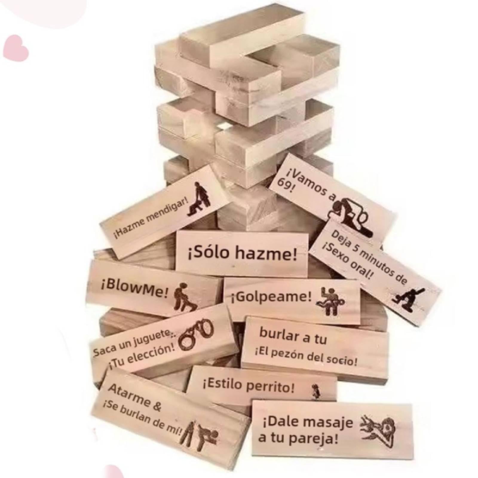 Lust Tower - Game for Adults, 48Pcs Tumble Tower Blocks Game for Adults Valentine Couples Date Night Wood Stacking Game Blocks for Girlfriend, Boyfriend, Newlywed, Wife or Husband (Italian)