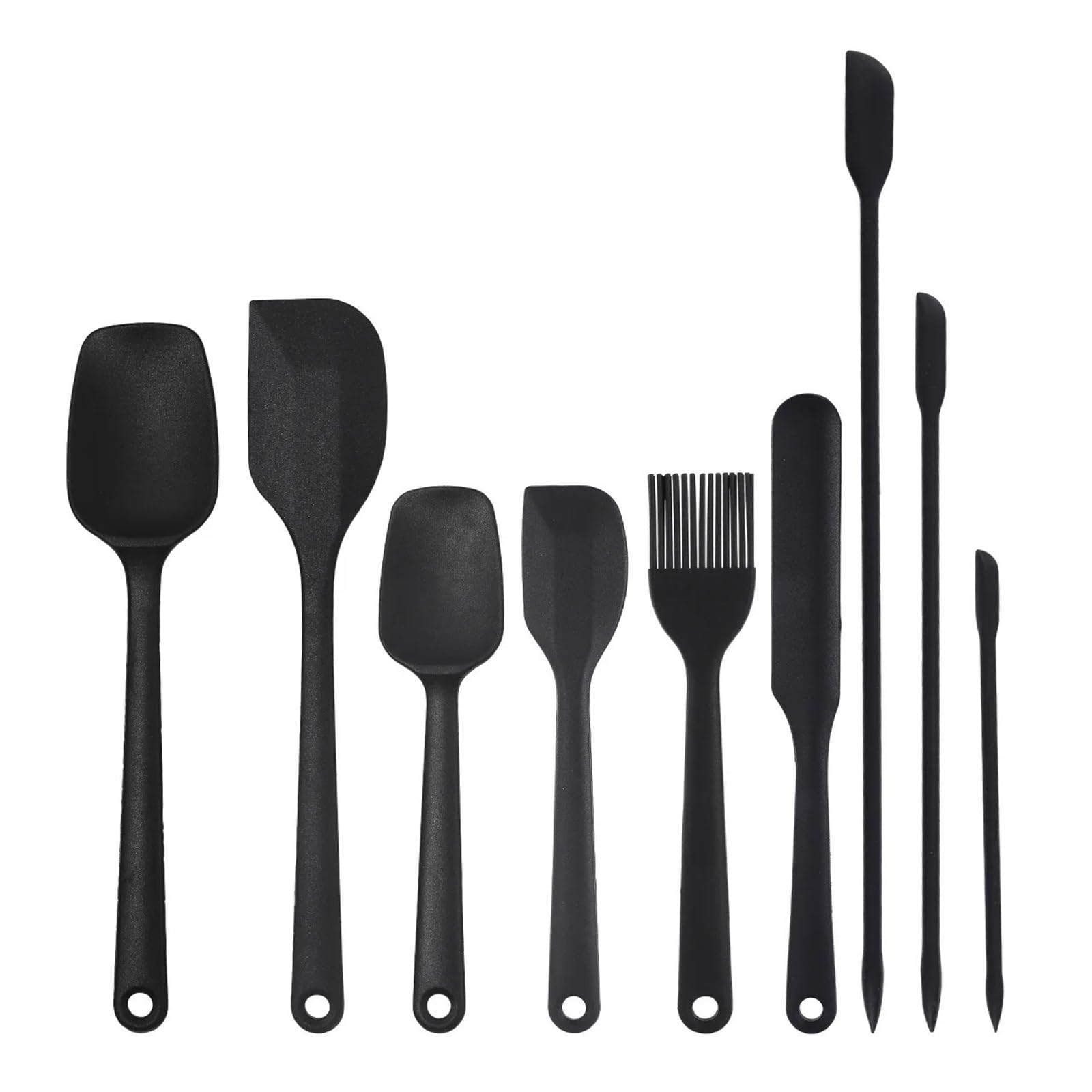 6/9-teiliges Silikon-Backgeschirr-Spatel-Set, hitzebeständige Spatel, Kochen, Küchenutensilien, Backutensilien(Black 9PCS)