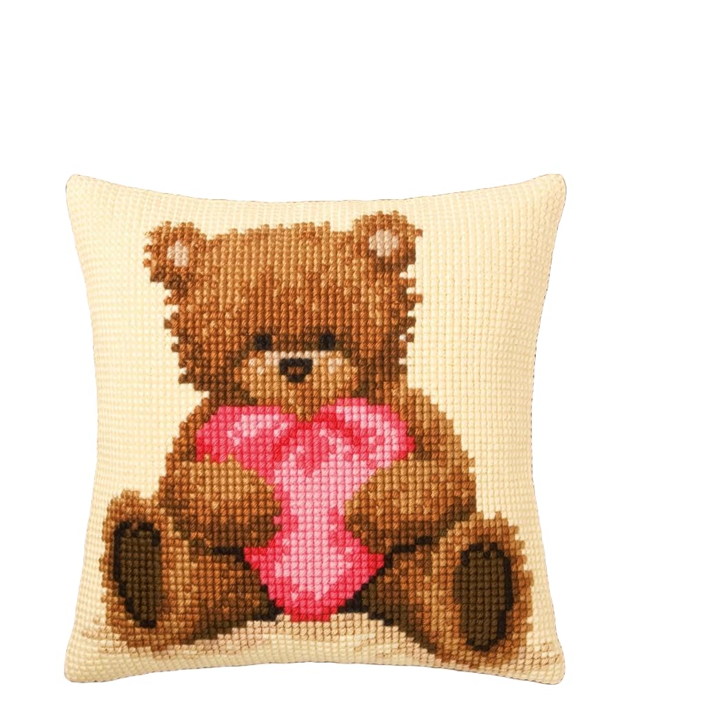 Vervaco Love Teddy Bear Cross Stitch Cushion Kit