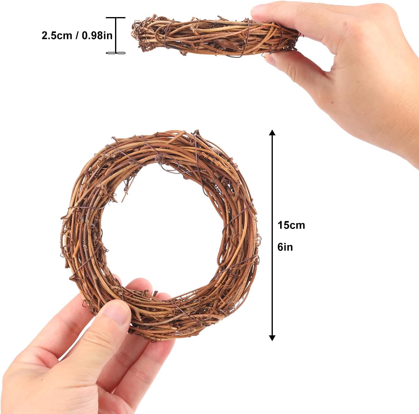 20 Pieces 4.72 Inch Natural Grapevine Wreath, Small Grapevine Wreaths, Vine Branch Wreath, for Christmas, Weddings, DIY Crafts, Parties and Festive Holiday Ornaments