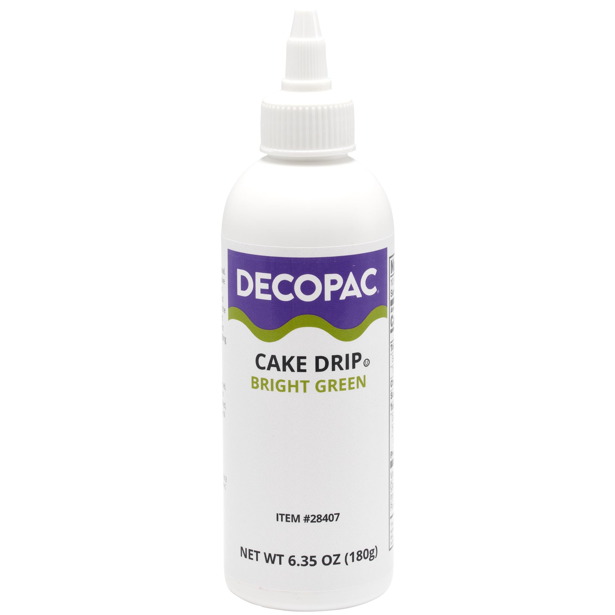 DecoPac Cake Drip, Bright Green Color, Vanilla Flavor, Matte Like Chocolate, 6.35 oz