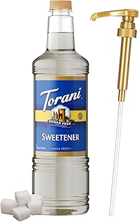 Torani Sugar Free Sweetener Syrup 1 Liter Bottle with Pump Dispenser – Zero Sugar, Zero Calories, Keto Friendly, Gluten Free Liquid Sweetener for Coffee, Lattes, Iced Drinks & More