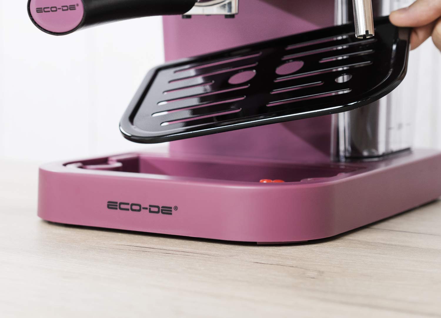 ECODE® Cafetera Express con 20 Bares de Presión y 1050 W, Vaporizador, Deposito de 1.5L, Calientatazas, Termometro, Brazo Doble Salida, Dosificador con Prensador, Mono/Doble dosis - Delice Purple