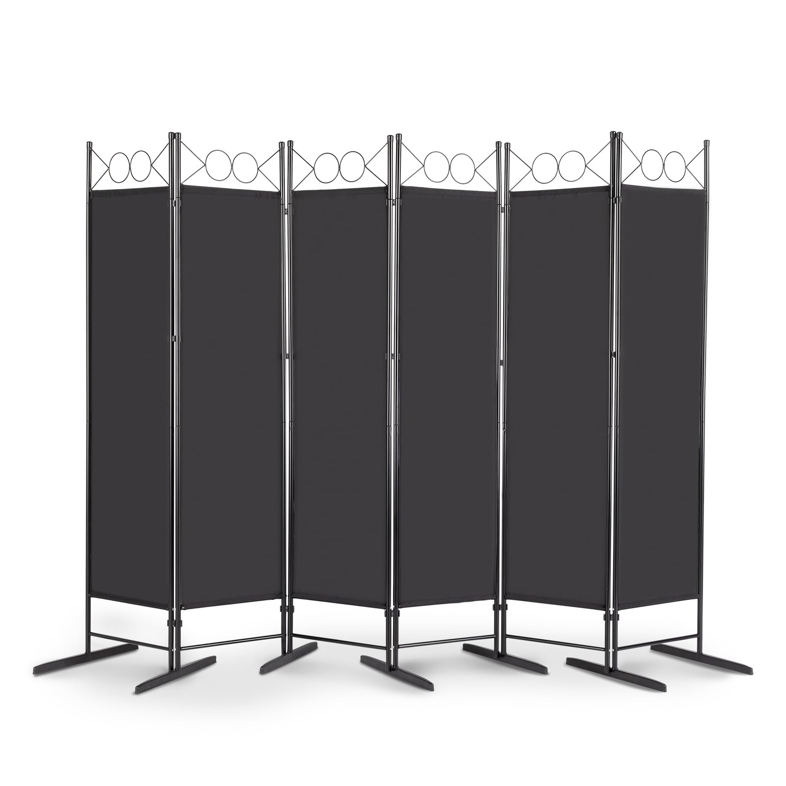 Wenyuyu Black - 6 Panel 6-Panel Room Divider Folding Privacy Protection Screen - 164X175 Cm Room Separator Wall Partition Panel Screen - Room Partitions And Dividers Freestanding (Black - 6 Panel)