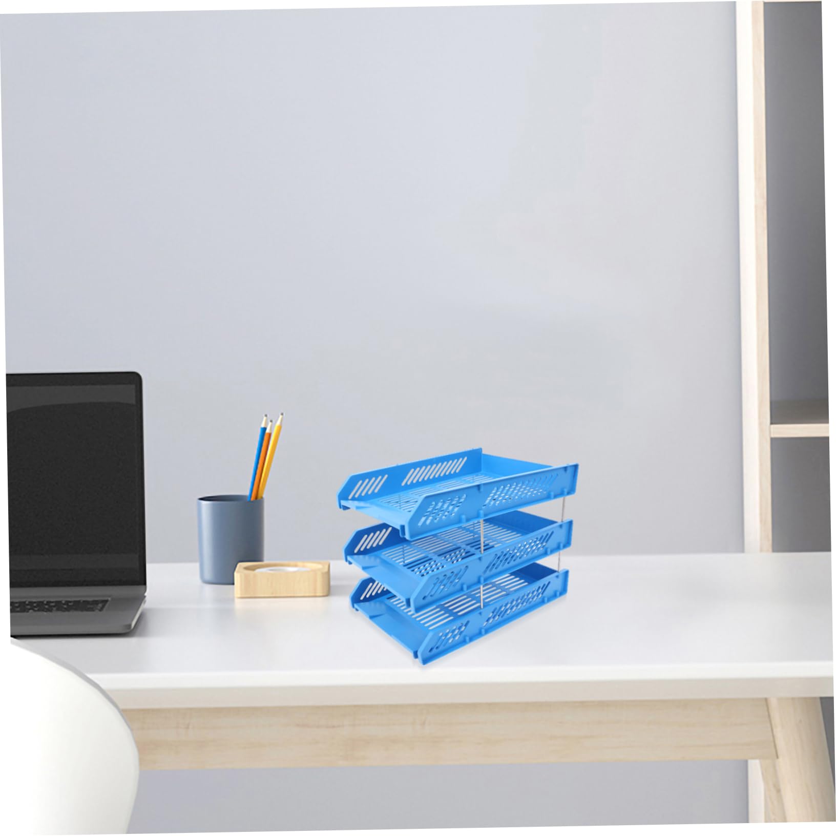 SHINEOFI Plateau Empilable À 3 Niveaux pour Documents Bac À Papier en Maille pour Bureau Classeur Trieur De Courrier