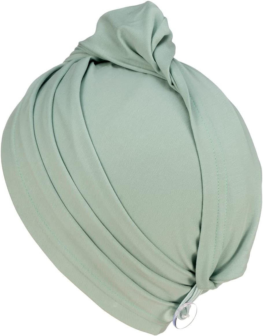 2 PCS Tee Shirt Drying Wrap, Frizz Free, Soft & Lightweight&Flexible, Hair Drying Turban, Gentle Drying Towel Wrap with Button, for Long Hair (Sage&Pink)