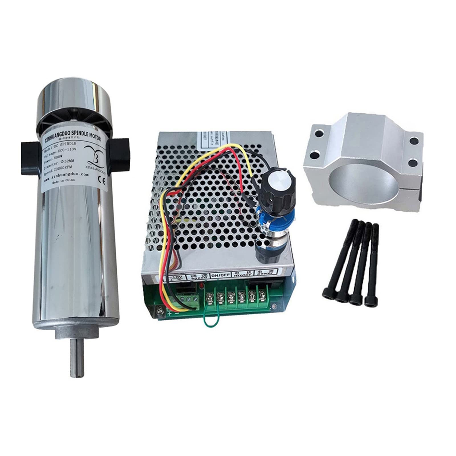 Zestaw Silnika Wrzeciona, Chłodzony powietrzem 0.8kw DC110V 20000 obr./min CNC SpindleMotor Kit/Chuck 800W silnik wrzeciona + regulator prędkości zasilania do grawerowania(Package 5)