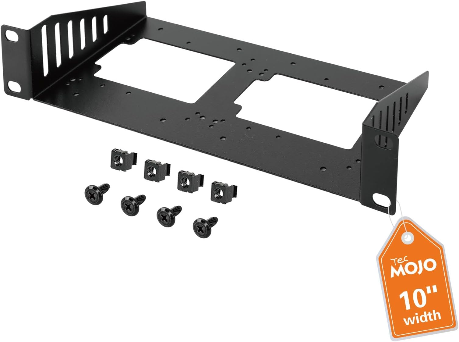 Tecmojo 1U Rack Mount SBC Shelf, 3.98" Depth, Supports Raspberry Pi/Jetson Nano and 2.5" HDD/SSD, for 10" Server Rack & Network Cabinet, Black