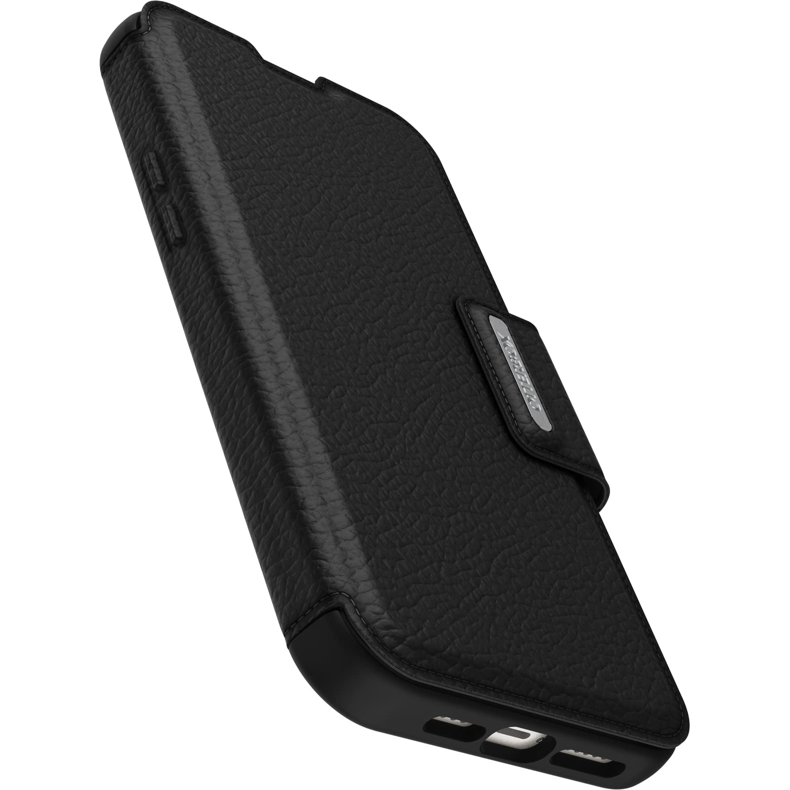 OtterBox Cover per iPhone 14 Plus Strada, resistente a shock e cadute, vero cuoio, 2 slot carte di credito, testata 3x vs norme MIL-STD 810G, Nero, Senza Retail Package