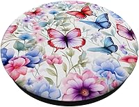 Vista 2 de Cute Floral Butterfly Pattern PopSockets PopGrip intercambiable