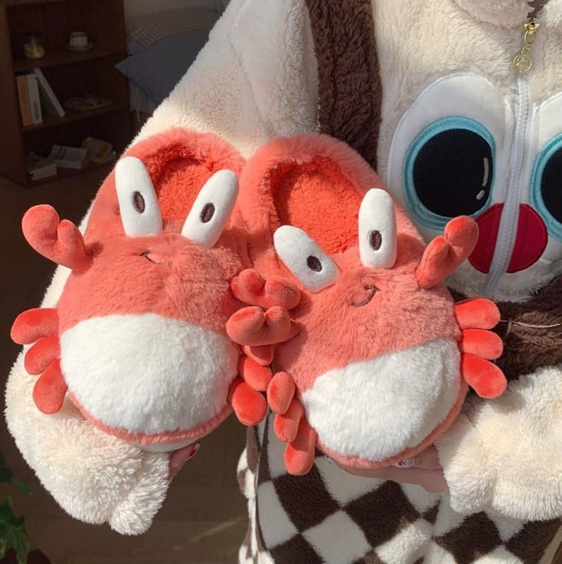 Crab Fuzzy Slippers Funny Cartoon Fluffy Slippers Women Winter Warm Slippers Soft Plush Furry Slippers Indoor Outdoor4