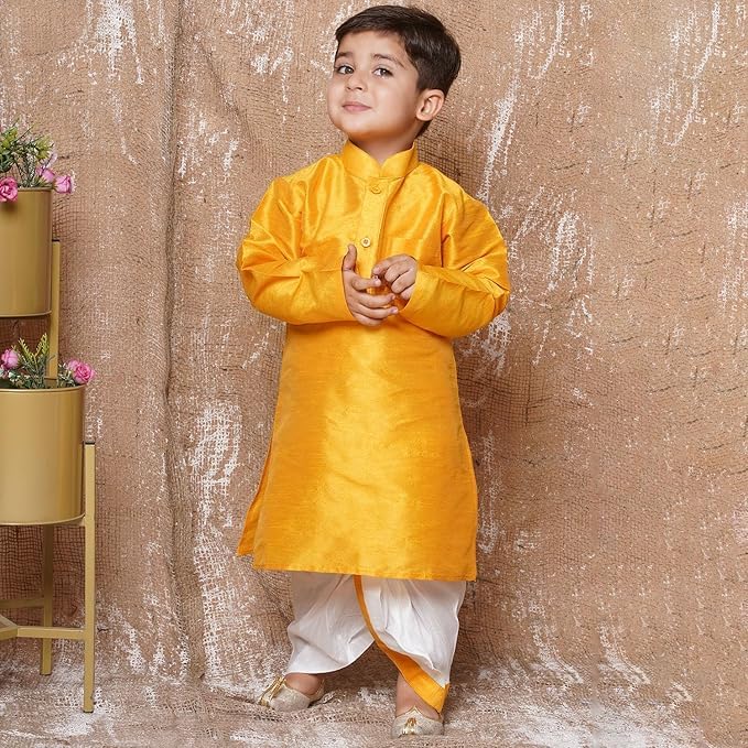 Image of AJ DEZINES Kids Ethnic Wear Pure Cotton Dhoti Kurta Set For Boys