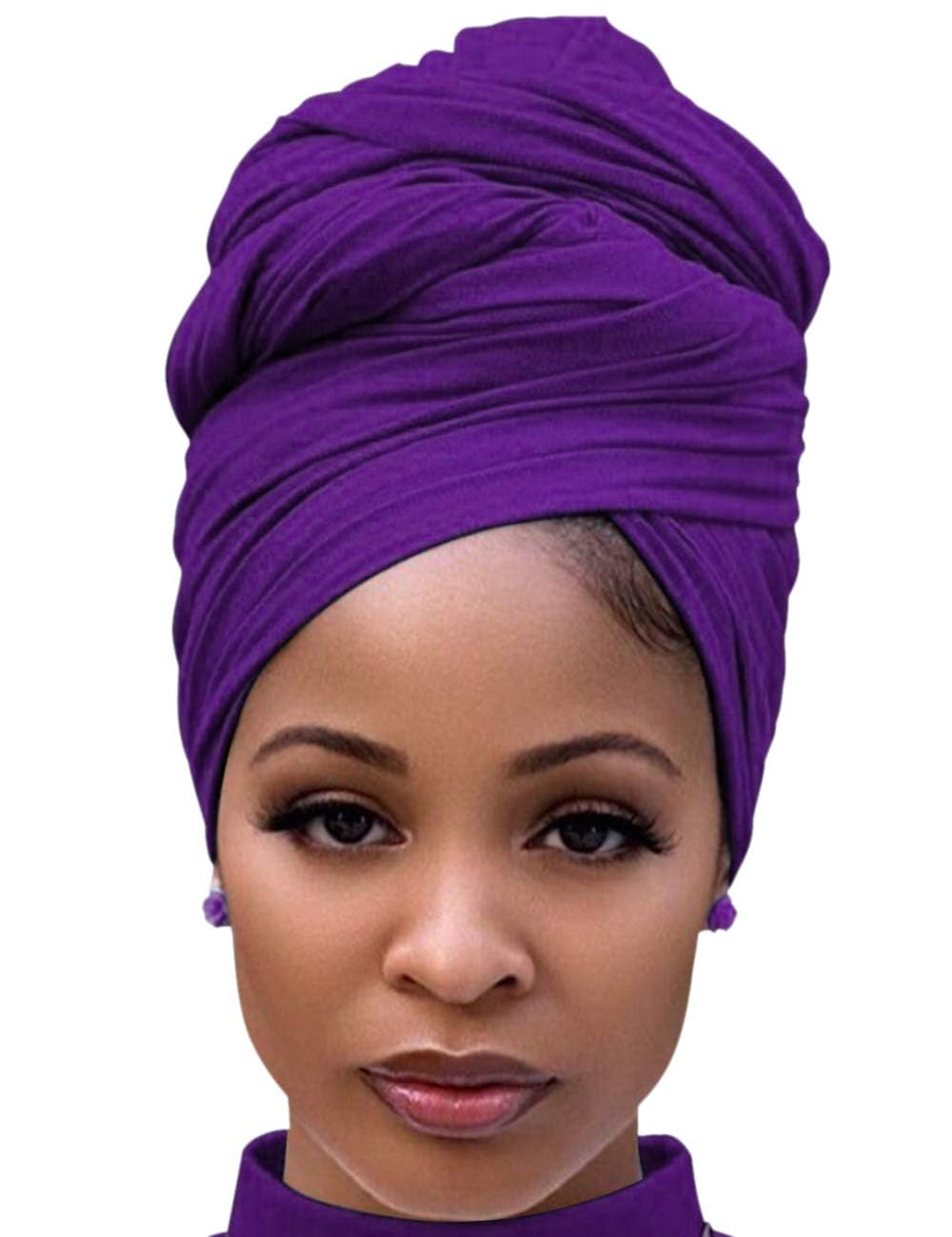 BABAHU Head Wraps for Women - African Head Scarf Turban Long Hair Head Wrap Scarf Soft Stretch Headwrap