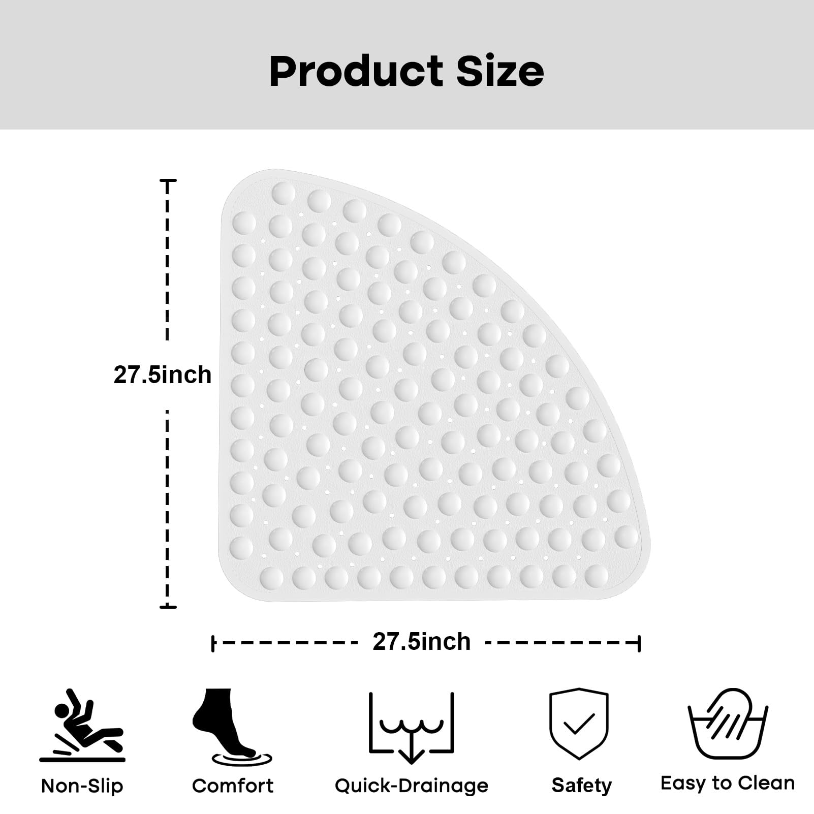XIYUNTE Large Corner Shower Mat Non Slip Anti Mould - Image 2