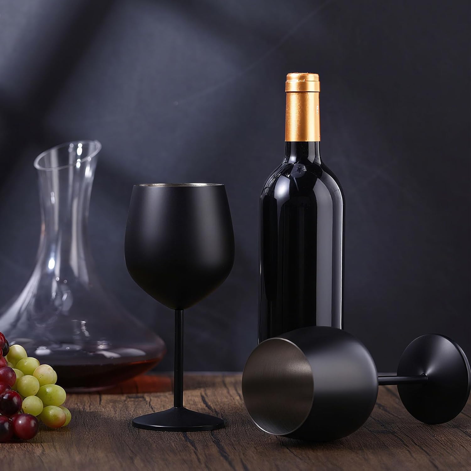 Zopeal 8 Set Stainless Steel Wine Glasses 18 oz Stainless Steel Stem Wine Goblets Unbreakable Metal Cups for Outdoor Camping Travel Picnic Christmas Party Wedding Anniversary Birthday Event (Black) - Image 4