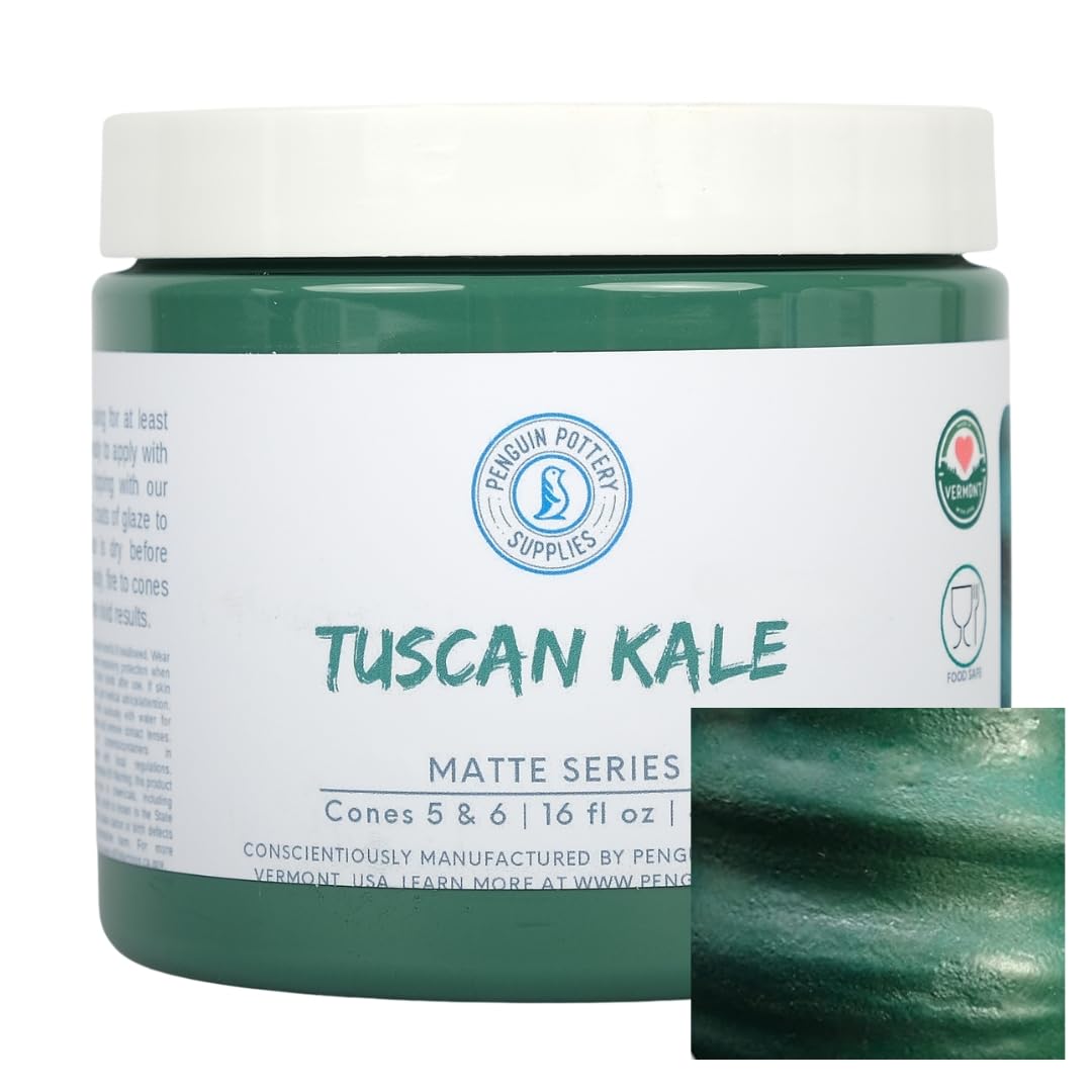 Matte Series - Tuscan Kale Matte - Mid Fire Glaze, High Fire Glaze, Cone 5-6 for Mid Fire Clay, High Fire Clay - Ceramic Glaze Pottery (1 Pint | 16 oz | 473 ml)