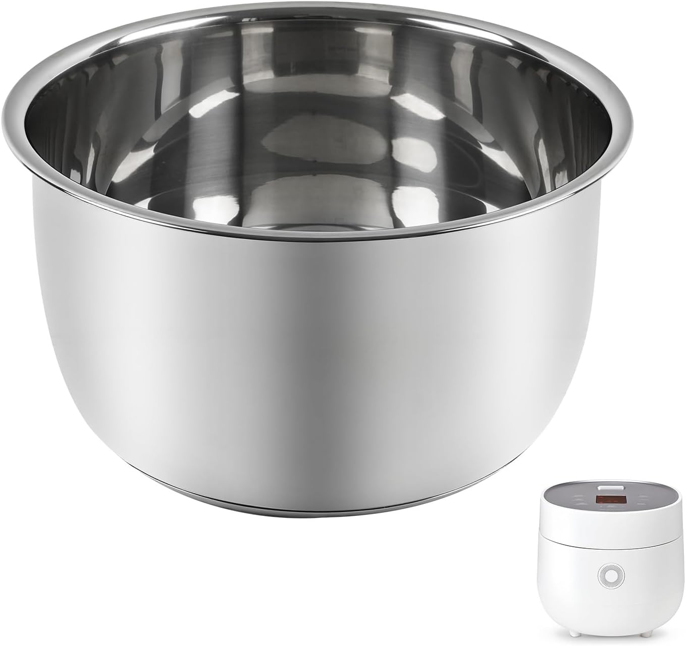 Replacement Rice Cooker 6-Cup Inner Pot Only Compatible with CUCKOO CR-0675FW – 304 Stainless Steel Inner Bowl with Multi-Ply Base, Durable Pots for Multi-Cookers, Easy to Clean and Dishwasher Safe