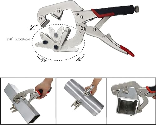 Miniatura 4 de Maxmartt Abrazadera C - Pinza de tornillo de banco, alicates de soldadura con bloqueo giratorio de 270°, cromado, adecuado para tubos cuadrados y