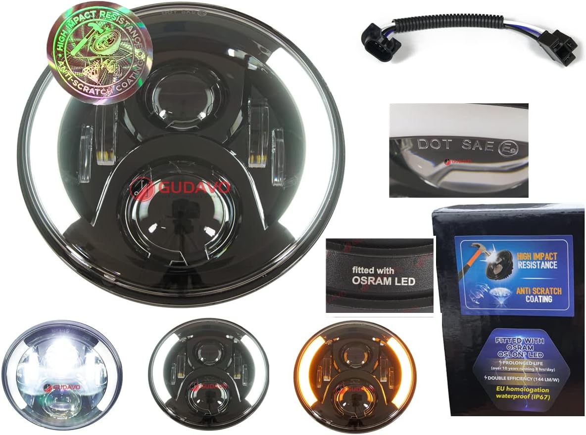 LED headlight 7 inches fitted with OSRAM OSLON led extra DRL light for Harley Davidson Jeep Wrangler JK TJ LJ ANTI-SCRATCH COATING