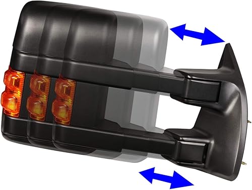 Miniatura 3 de DNA Motoring TWM-027-T666-BK-AM-R Espejo de remolque plegable telescópico manual con señal de giro compatible con 08-16 F250  F350  F450  F550 Super