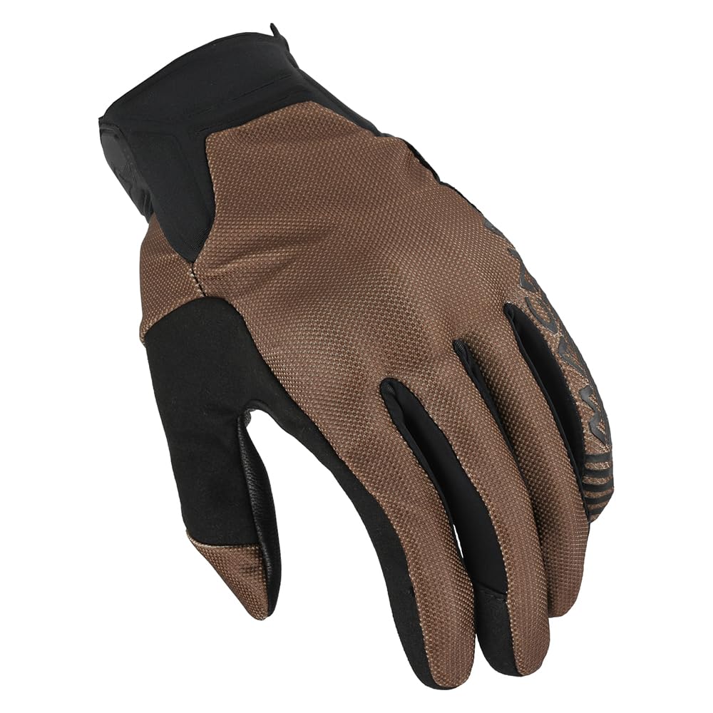 Macna Men's Black/Brown Obtain Leather Motorcycle Gloves