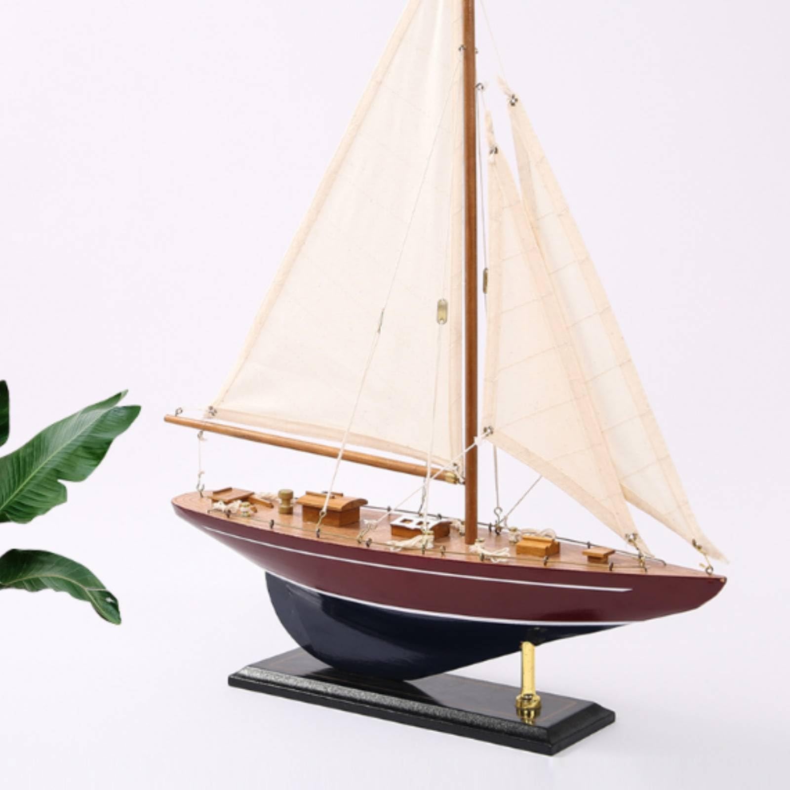 Modello di Barca a Vela Vintage Barca a Vela da Appoggio Compatto Modellino per Collezionisti, Libreria, Salotto