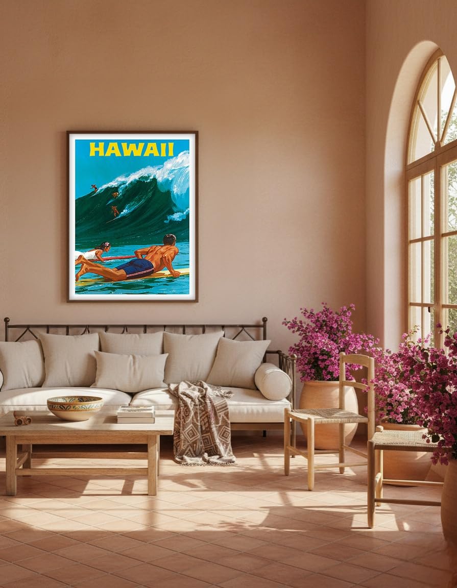 ビンテージ ハワイ 50'sマトソンライフアートプリント ！ Surfer, Matson Lines Hawaii Travel Poster, 1950s
