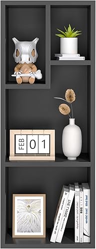 VECELO Estantería pequeña de 3 niveles, estantería de 4 cubos, se adapta a los accesorios más altos, unidad moderna de pie, estante con capacidad