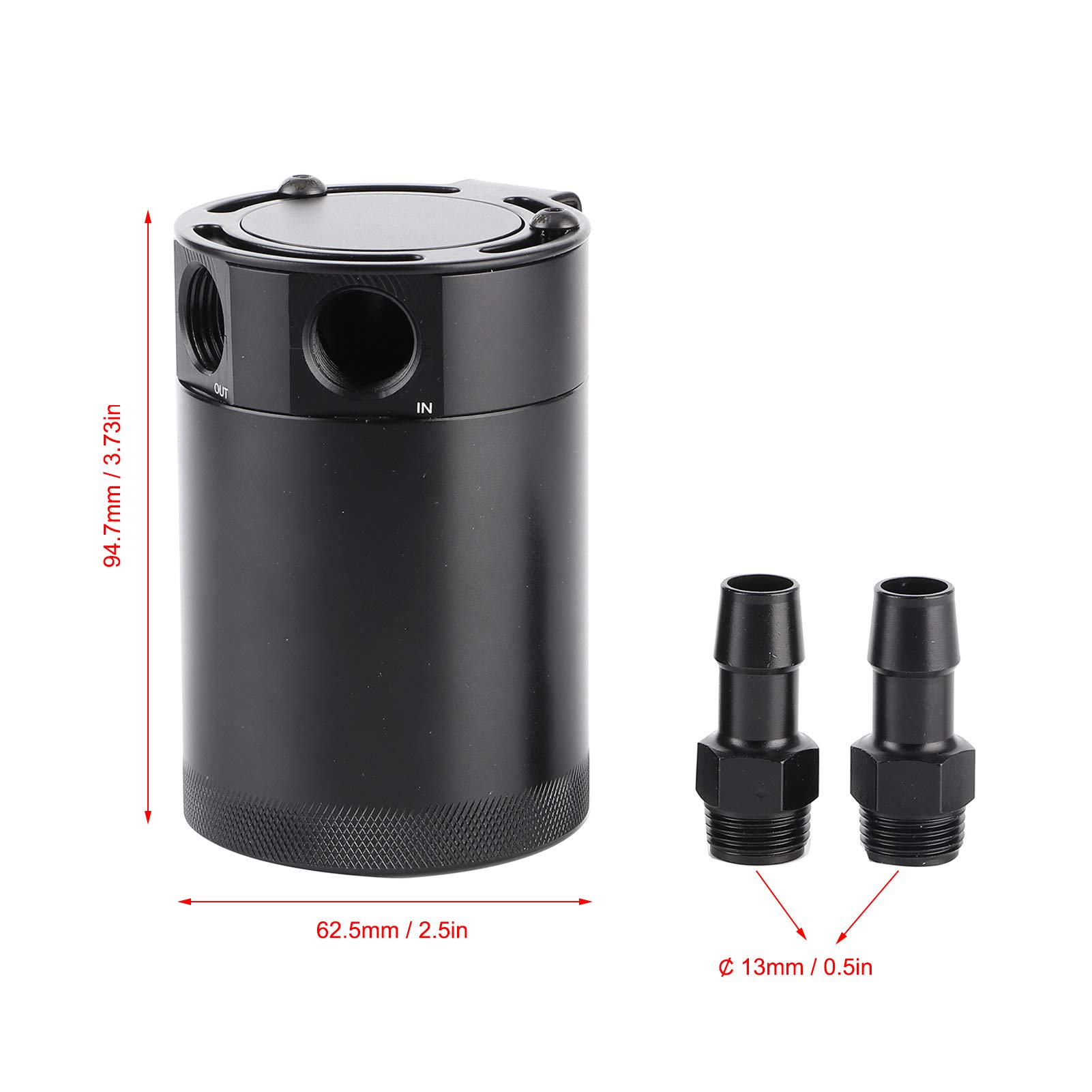 Oil Catch Can Baffled Oil Catch Can 2-Port 500ml Lega di Alluminio Baffled Reservoir Tank Air Oil Separator Accessorio Universale